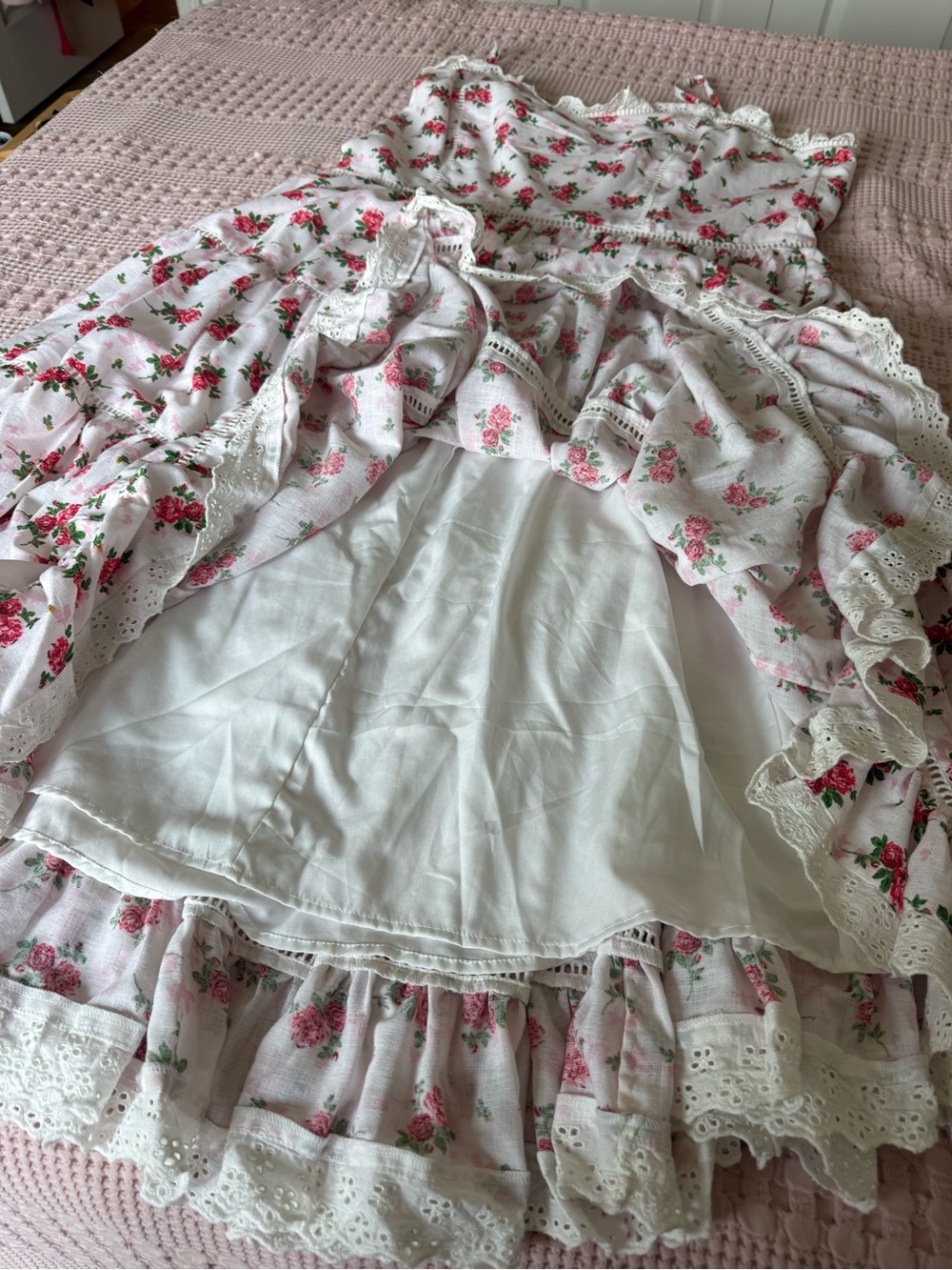 JessaKae Madeline Rosy Lace Maxi Dress with Lace Trim 2X - Picture 8 of 11